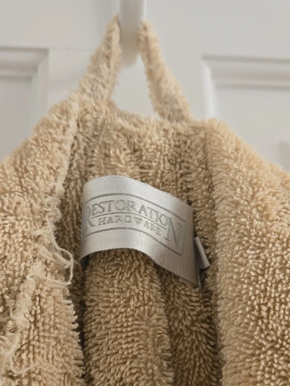 Restoration Hardware Sand Beige Plush Terry Bathrobe